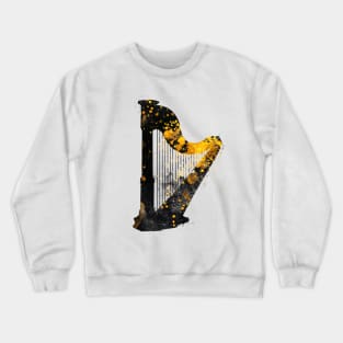 Harp music art gold and black #harp #music Crewneck Sweatshirt